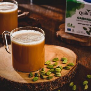 QuikTea Cardamom Instant Chai Tea Latte - 20 Count Single Box - Single Serve Pouches - All Natural & Preservative Free