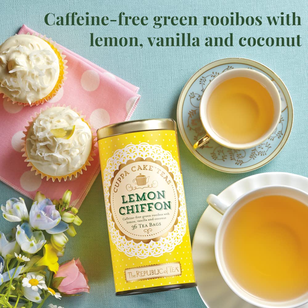 The Republic Of Tea Lemon Chiffon Cuppa Cake Tea, 36 Tea Bags, Decadent Herbal Green Rooibos Tea