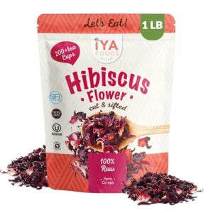 16oz bag - hibiscus flowers | loose tea (200+ cups) | cut & sifted | 16oz/454g/ 1 lbs. resealable bag | 100% raw from west africa | by iya foods