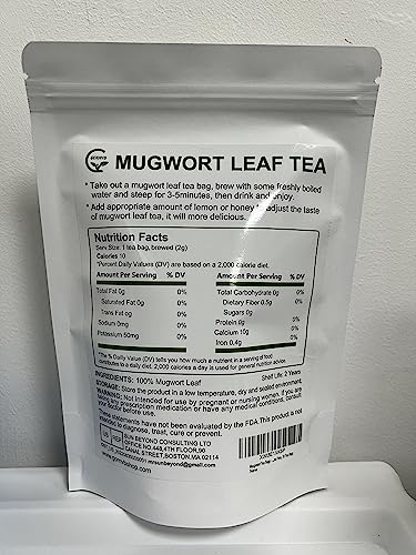 Organic Mugwort Tea Bags - Mugwort Herb Dried Leaves, Pure Natural Artemisia Vulgaris Herbal Tea, Caffeine Free, 30 Tea Bags