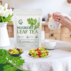 Organic Mugwort Tea Bags - Mugwort Herb Dried Leaves, Pure Natural Artemisia Vulgaris Herbal Tea, Caffeine Free, 30 Tea Bags