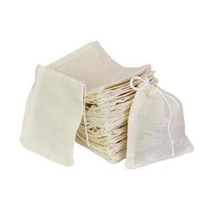 iceyli 30 pcs 4 x 3 inches natural unbleached cotton drawstring bags spice/herbs/tea bags,muslin bags sachet bag for home supplies
