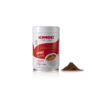 kimbo antica tradizione ground coffee - blended and roasted in italy - medium to dark roast with a delicious flavor in a typical neapolitan roasting - 8.8 oz can