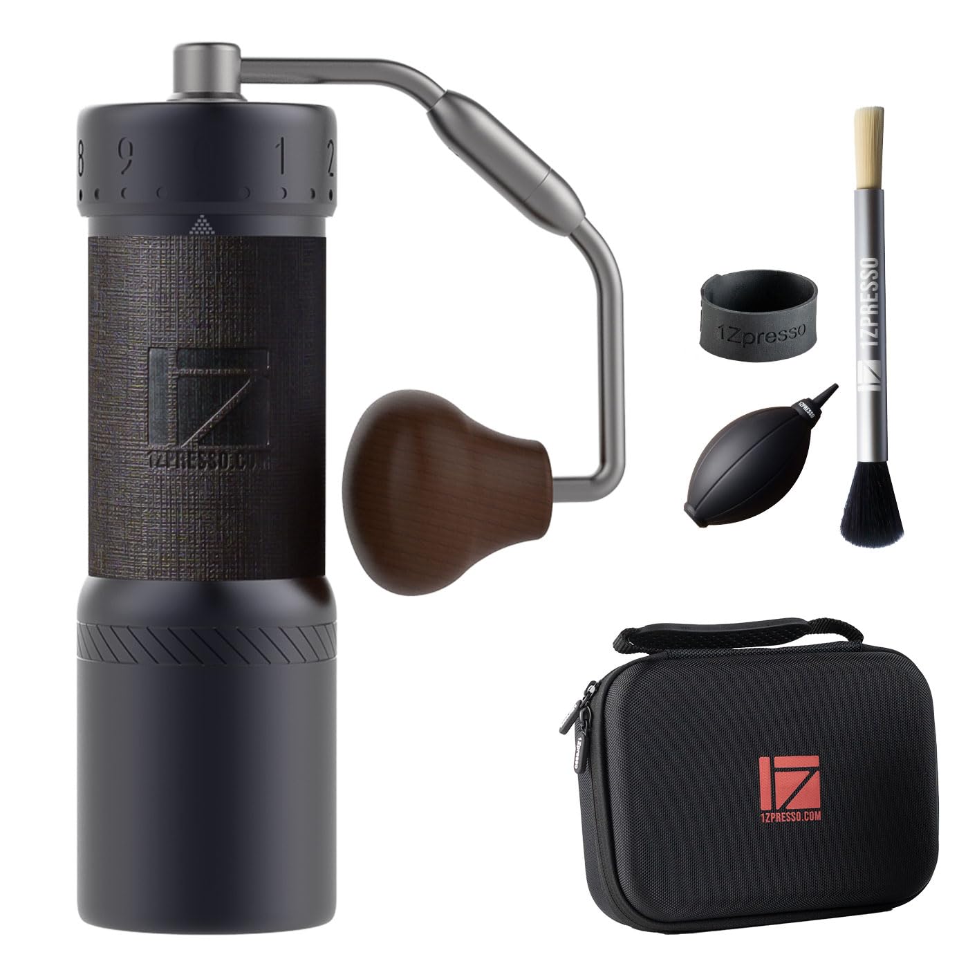 1Zpresso J-Max S Manual Coffee Grinder Iron Gray, Coated Conical Burr,Foldable Handle, Magnet Catch Cup Capacity40g, Numerical Adjustable Finely Setting, Faster Grinding Efficiency ideal for Espresso