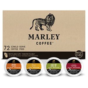 marley coffee variety pack, fairtrade certified coffee, keurig k-cup brewer compatible pods, 12 count (pack of 6)