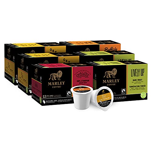 Marley Coffee Variety Pack, Fairtrade Certified Coffee, Keurig K-Cup Brewer Compatible Pods, 12 Count (Pack of 6)