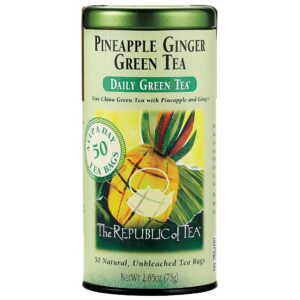 the republic of tea – pineapple ginger daily green tea, 50 tea bag tin