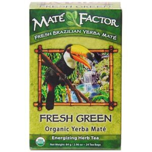 The Mate Factor Yerba Mate Energizing Herb Tea Bag, Organic Fresh Green, 24-Count Box 2.96 oz