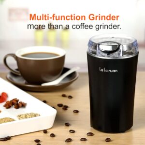 Coffee Bean Grinder, lalayuan Electric Coffee Grinder,200W Powerful Electric Spice Grinder, Herb Grinder, Espresso Grinder, One Touch Coffee Mill for Beans, Spices Herbs,Nuts, with Clean Brush Black