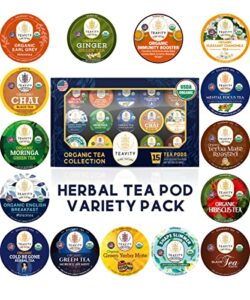 organic tea pods variety pack - assorted sampler pack compatible for keurig brewer and coffee maker - earl grey, english breakfast, chai, chamomile - herbal tea pod for k cup keurig brewing -15 count (pack of 1) by teavity