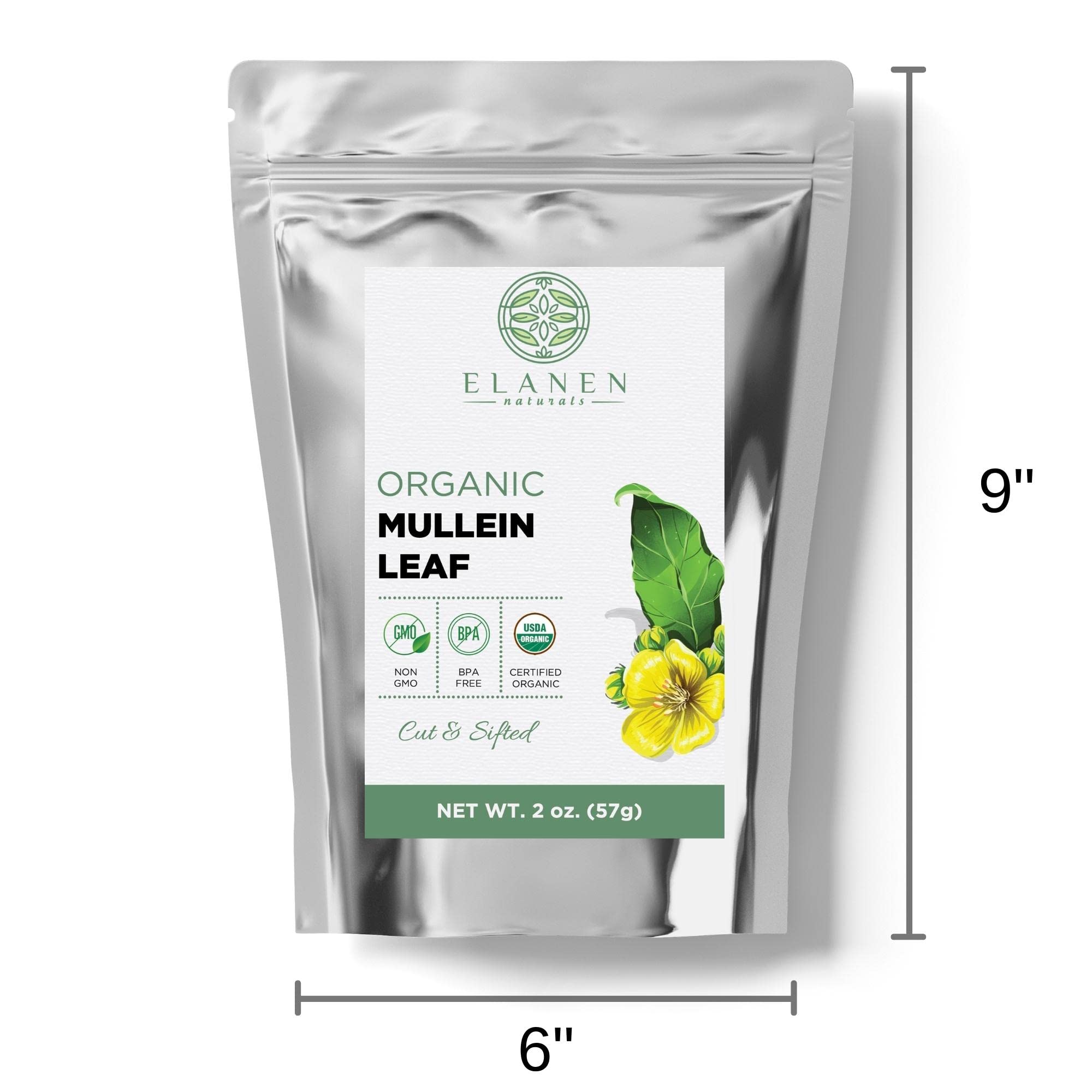 Organic Mullein Leaf 2 oz. (57g), USDA Certified Organic Mullein Leaf Tea, Mullen Leaves, Mullin Leaf, Mullein Smoking Herb, Mullein Organic Tea, Mullien Leaf, Cut & Sifted