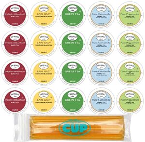twinings tea sampler (20 count) keurig k cups assortment with 10 by the cup honey sticks