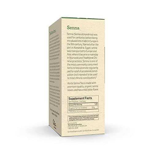 Alvita Organic Senna Herbal Tea - Made with Premium Quality Organic Senna Leaves, And A Mild Bitter Flavor, 72 Tea Bags (3 Pack)