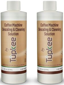 coffee machine descaling solution - made in the usa - 2 uses per bottle - universal cleaning descaler for keurig coffee machines, nespresso, breville, delonghi all single use coffee maker - pack of 2