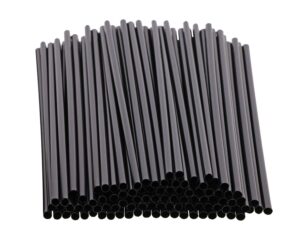 tupalizy 100pcs black plastic straws drinking coffee stirrers for wedding coffee sip stir sticks for cocktail tea chocolate hot water cold drinks cups travel mugs crafts home bars, 5.12 inch