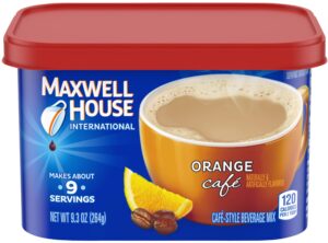 maxwell house international orange cafe instant coffee (9.3 oz canisters, pack of 4)