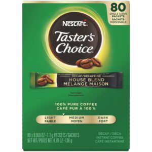 nescafe instant coffee packets, decaf, taster's choice light roast, 1.7 g singles (pack of 80)