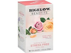 bigelow rcb01027 benefits decaf rose mint tea bags, 18/box