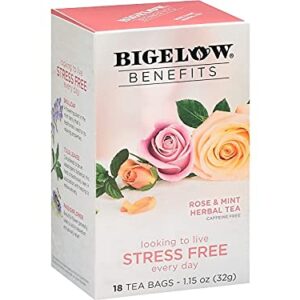 Bigelow RCB01027 Benefits Decaf Rose Mint Tea Bags, 18/Box