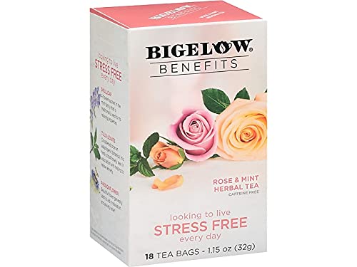 Bigelow RCB01027 Benefits Decaf Rose Mint Tea Bags, 18/Box