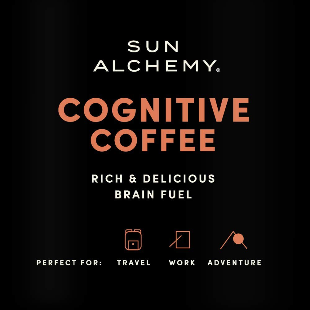 Sun Alchemy Cognitive Coffee with Organic MCT Oil, Fair-Trade Coffee, Lion’s Mane, Reishi & Chaga - 10 Sachets