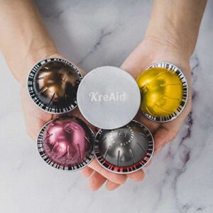 KreAid 100 Pack Reusable Aluminum Foils Lids Compatible with Nespresso VertuoLine Capsules to Reuse Vertuoline Coffee Pods Aluminum Foil Lids Seals for Refillable Pods