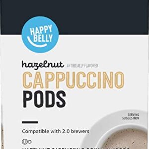 Amazon Brand - Happy Belly Light Roast Cappuccino Coffee Pods Compatible with K-Cup Brewers, Hazelnut Flavored , 24 Count