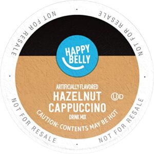 Amazon Brand - Happy Belly Light Roast Cappuccino Coffee Pods Compatible with K-Cup Brewers, Hazelnut Flavored , 24 Count