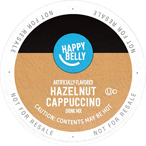 Amazon Brand - Happy Belly Light Roast Cappuccino Coffee Pods Compatible with K-Cup Brewers, Hazelnut Flavored , 24 Count