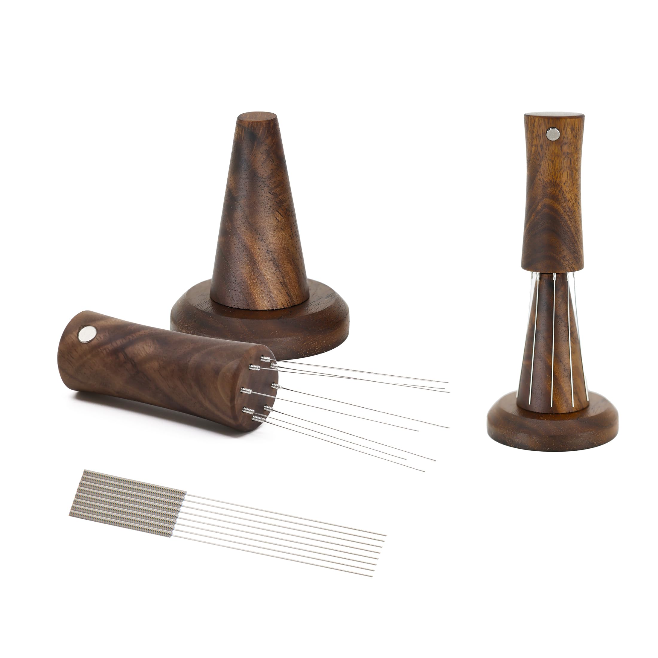 Handmade Walnut WDT Tool V2.0 Built-in Magnet Handle and Stand | 8 Needles Built-in + 8 Extra Needles 0.35mm for Replacement