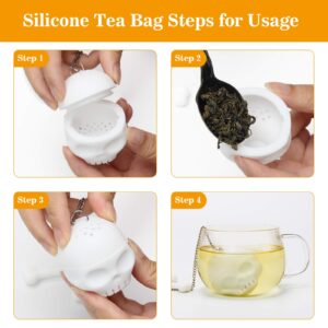 Leaf Tea Infuser, Silicone Tea Strainer, Coolrunner 2 Pcs Tea Bones Skull Tea Filter Diffuser for Loose Leaf Leaves, Mugs and Teapots