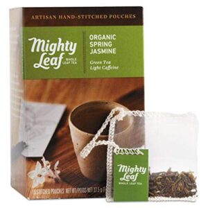 mighty leaf tea organic spring jasmine, whole leaf pouches, 15 ct