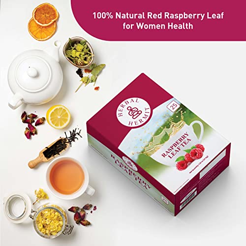 Red Raspberry Leaf Tea, 25 Raspberry Tea Bags Supports Fertility, Pregnancy, Prenatal Labor and Uterus Health, Caffeine Free Pure Leafs Raspberry Tea - Herbal Tea