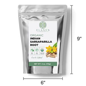 Organic Sarsaparilla Root 4 oz. (113g), USDA Certified Organic Indian Sarsaparilla Root Tea, Hemidesmus Indicus Sasparilla, Sarsparilla Root Organic, Zarzaparrilla, Cut & Sifted