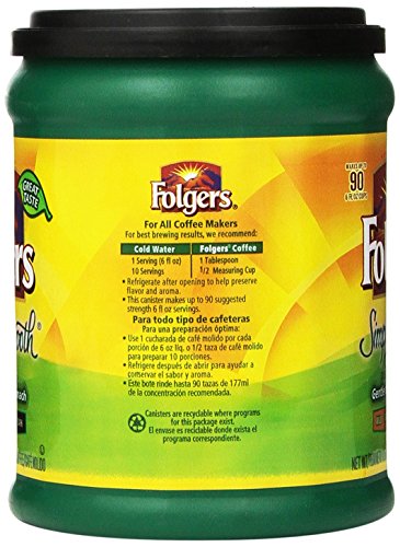 Folgers Simply Smooth Decaf Ground Coffee, Mild Roast, 11.5 Ounce (Packaging May Vary)