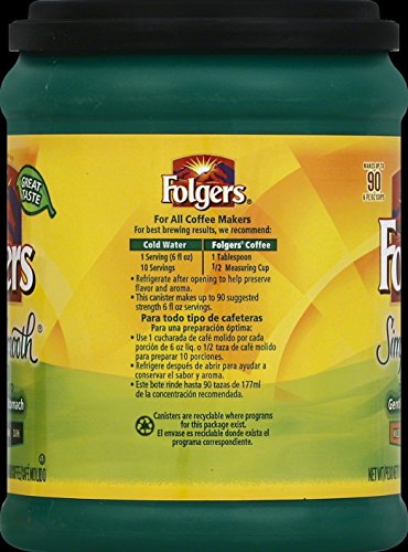 Folgers Simply Smooth Decaf Ground Coffee, Mild Roast, 11.5 Ounce (Packaging May Vary)