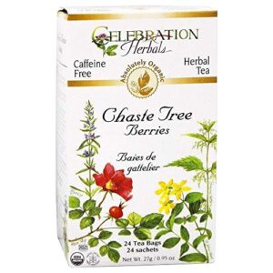 celebration herbals organic chaste tree berries tea, 24 bags