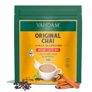 vahdam, spiced chai tea latte instant powdered mix (240g/8.47oz) 30 servings- indian masala chai | instant chai tea powder with whole milk powder