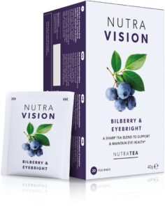 nutravision - eye health tea – includes bilberry & eyebright - for general and age-related eye health - 20 enveloped tea bags - by nutra tea - herbal tea