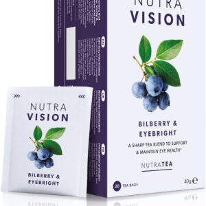 NUTRAVISION - Eye Health Tea – Includes Bilberry & Eyebright - For general and age-related eye health - 20 Enveloped Tea Bags - by Nutra Tea - Herbal Tea