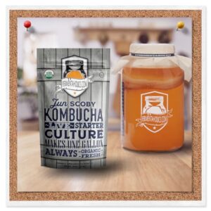 Jun Kombucha Starter Culture - USDA Certified Organic Jun SCOBY & Starter Tea - Makes 1 Gallon - Brewed with Organic Green Tea & Honey - Brew Jun Tea!