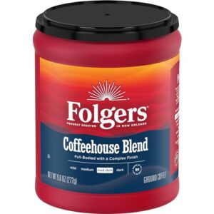 folgers coffeehouse blend medium dark roast ground coffee, 9.6 ounces (pack of 6)