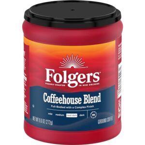 Folgers Coffeehouse Blend Medium Dark Roast Ground Coffee, 9.6 Ounces (Pack of 6)