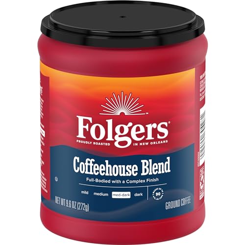 Folgers Coffeehouse Blend Medium Dark Roast Ground Coffee, 9.6 Ounces (Pack of 6)