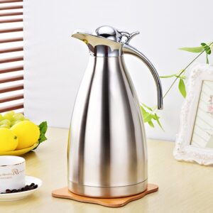 Bonnoces 68 Oz Stainless Steel Thermal Carafe - Double Walled Vacuum Insualted Thermos/Carafe with Lid - Coffee/Tea Carafe Heat & Cold Retention - 2 Liter