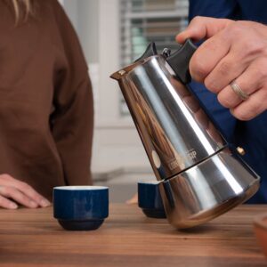 London Sip Stainless Steel Stove-Top Espresso Maker Coffee Pot Italian Moka Percolator, Silver, 3 Cup