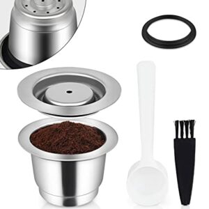 Reusable Coffee Capsules for Nespresso Originales, Stainless Steel Refillable Coffee Pods, 1pcs Reutilisable Refillable Espresso Capsule(1 Cup+ Plastic Spoon)