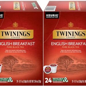 Twinings English Breakfast Tea Single Serve K-Cup Pods for Keurig, Caffeinated, Smooth, Flavourful, Robust Black Tea, 24 Count (Pack of 2)