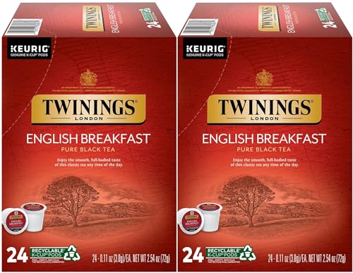 Twinings English Breakfast Tea Single Serve K-Cup Pods for Keurig, Caffeinated, Smooth, Flavourful, Robust Black Tea, 24 Count (Pack of 2)