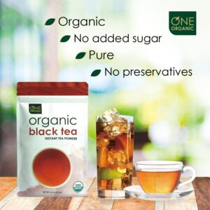 ONE ORGANIC Instant Tea Powder (Black) – 4.4 oz. – 125 Servings – USDA Certified Organic – 100% Pure Tea - Instant Hot or Iced Tea – Unsweetened